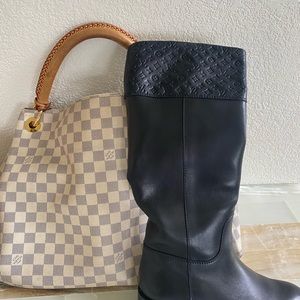 LOUIS VUITTON Calfskin Monogram Patti Wedge Tall Boots 36 Black |  FASHIONPHILE